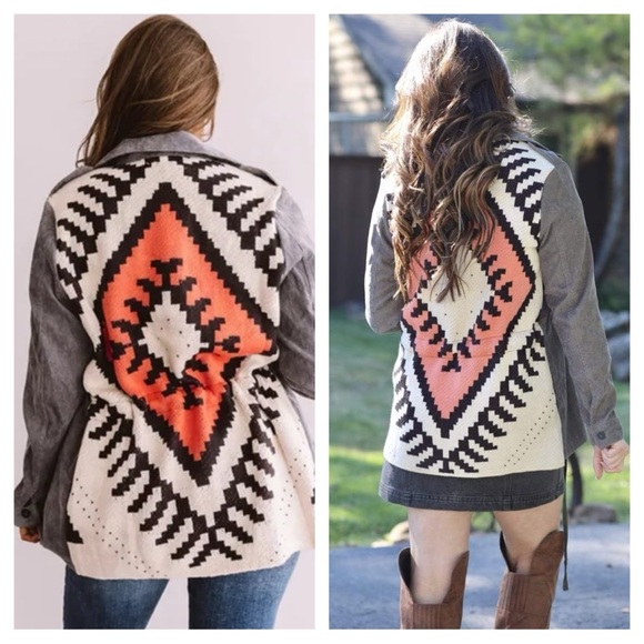 DAVI & DANI Southwestern Motif Lightweight Cord Utility Jacket - Picture 4 of 16